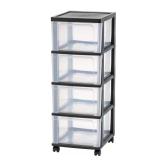 4-Drawer Iris Clear Storage Cart 32x12.5in