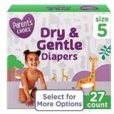 Size 5 Dry & Gentle Diapers Parents Choice 27Ct