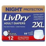 12ct XXL LivDry Overnight Adult Diapers