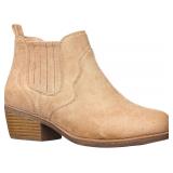 8 Womens Western Heel Round Toe Booties, Taupe,