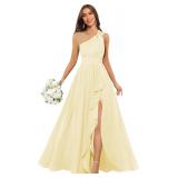 12 Womens One-Shoulder Chiffon Bridesmaid Dress