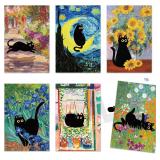 108pc Whaline Art Print Postcards: Black Cat 4x6in