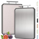 16x11in Stainless Steel 2-in-1 Cutting Board