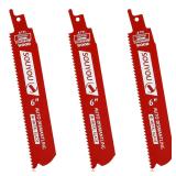 3pk 8 TPI Bi-Metal Recip Saw Blades 6in
