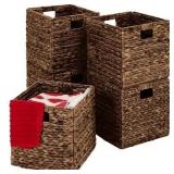 5ct Collapsible Hyacinth Basket 12x12in (Espresso)