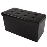 Lavish Home 30' Faux Leather Ottoman, Black