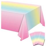 9pc Pastel Rainbow Disposable Tablecloths 54x108'