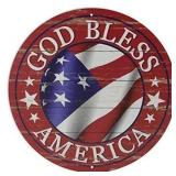 12in God Bless America Metal Sign
