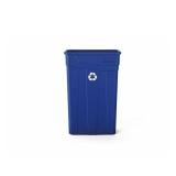 23 Gal Plastic Slim Blue Recycle Trash Can
