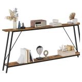 2 Tier Console Table with Storage 78.7x7x32in