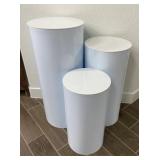 3pc White Cylinder Pedestal Stands
