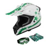 Medium Kids Dirt Bike Helmet w/Goggles & Gloves