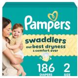 Pampers Swaddlers Diapers Size 2 (10-22) 186pcs
