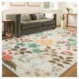 YIHOUSE Non-Slip Floral Rug 5x7ft