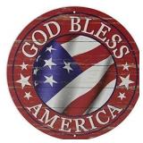 12in God Bless America Metal Sign