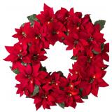 26in Outdoor Lit Poinsettia Wreath Balsam Hill