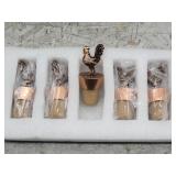 5pc Copper? Rooster Bottle Topper