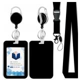 2pk Black Badge Holder with Retractable Reel