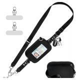 2pk Clip & Go Phone Strap with Wallet Black