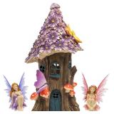 11in LED Solar Fairy House Set w/ Figurines