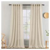 2ct MIULEE Linen Curtains Rod Pocket 90in