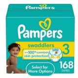 168ct Swaddlers Baby Diapers Pampers Size 3
