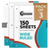 450 Sheets Wide Ruled Filler Paper 10.5x8in
