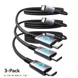 3pc USB-C to USB-C 60W Cable 1.6ft/3.3ft/6.6ft