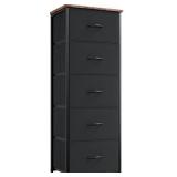 Somdot Fabric Drawer Chest (5 Drawers) Brown