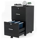 VINGLI 2-Drawer File Cabinet with Lock, Black