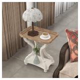 Kinsuite White Nightstand - Rustic Tray Top