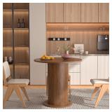 31.5in Walnut Round Dining Table for 2