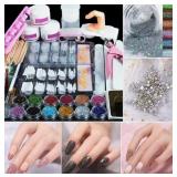 Pro Acrylic Nail Kit: Powder, Glitter, Brush