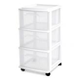 3-Tier Clear Plastic Rolling Storage Cart