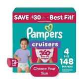 148ct Size 4 Pampers Cruisers 360 Gap-Free Fit