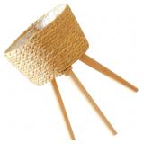 Wood Plant Pot Stand Woven Basket Holder Base