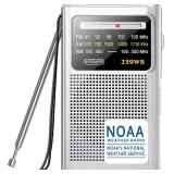 Greadio NOAA Weather Radio AM/FM Silver