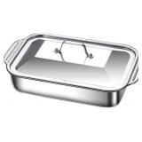 2pk Stainless Steel Roasting Pan w/Lid 5.8L