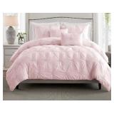 3pc Full/Queen Floral Pintuck Comforter Set