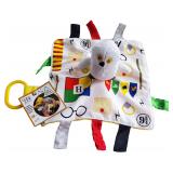 10x10in Baby Wizard Snow Owl Tag Blanket Toy