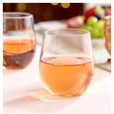 64pc Stemless Plastic Wine Glasses, 12oz