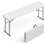 6ft VINGLI Folding Table: HDPE, White
