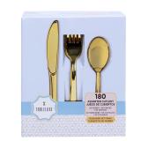 180ct TableLuxe Gold Plastic Cutlery