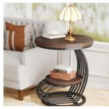 Tribesigns Round Modern End Table, Brown