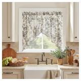 2pc Floral Valance Linen Jinchan 36in