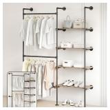 4-Tier Industrial Pipe Clothing Rack, Black