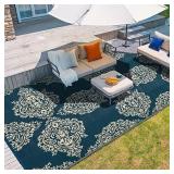 9x18ft Outdoor Rug Blue & Beige wikiwiki