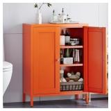 Bathroom Floor Cabinet with Shelves, Orange