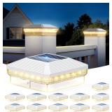 12pk BLACK Solar Post Cap Lights 4x4 Posts