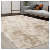Faux Fur Shag Rug Beige Taupe 5x8ft
